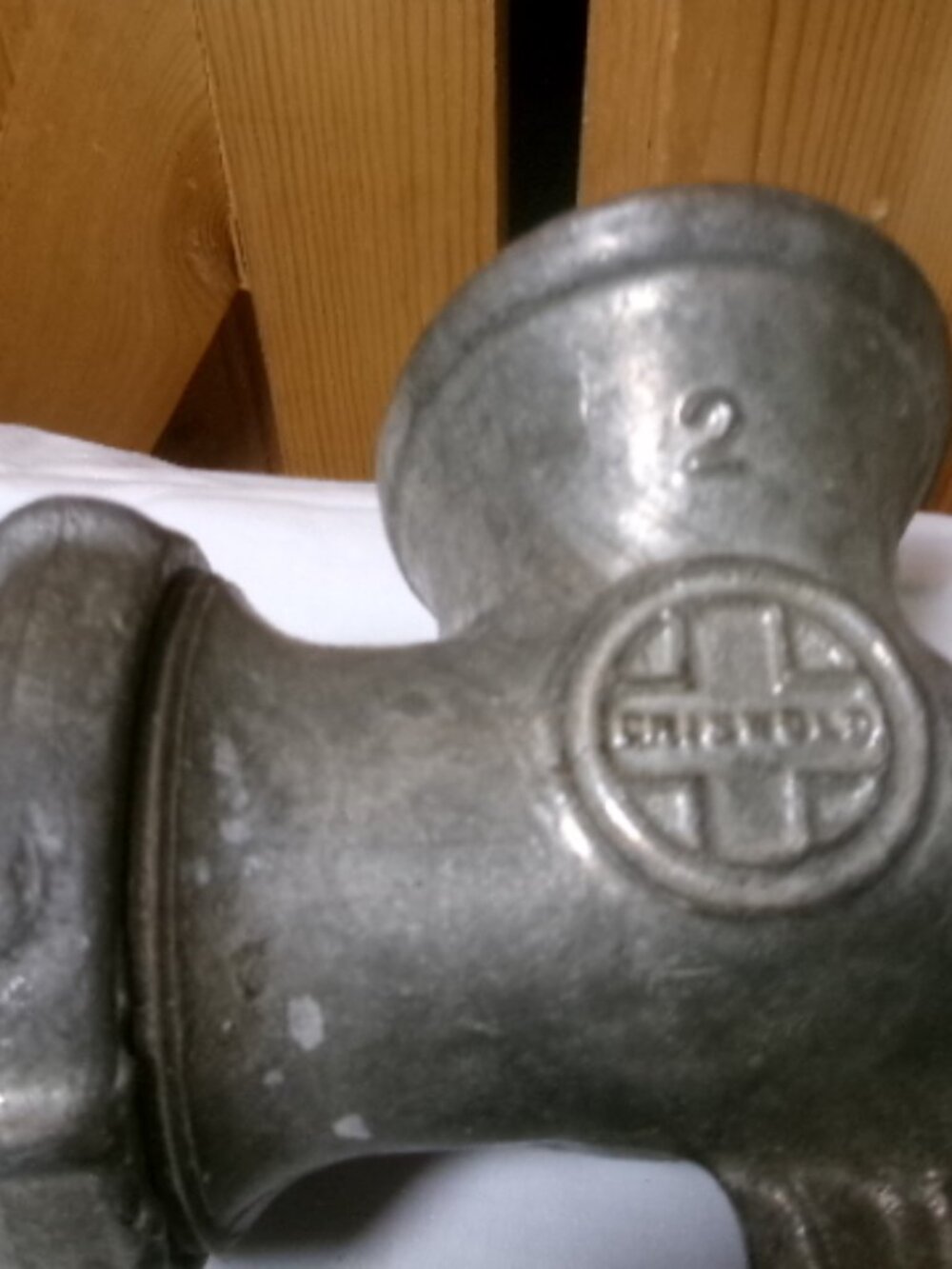 Food grinder Minimalist hand crank sausage meat veg work horse Griswold
